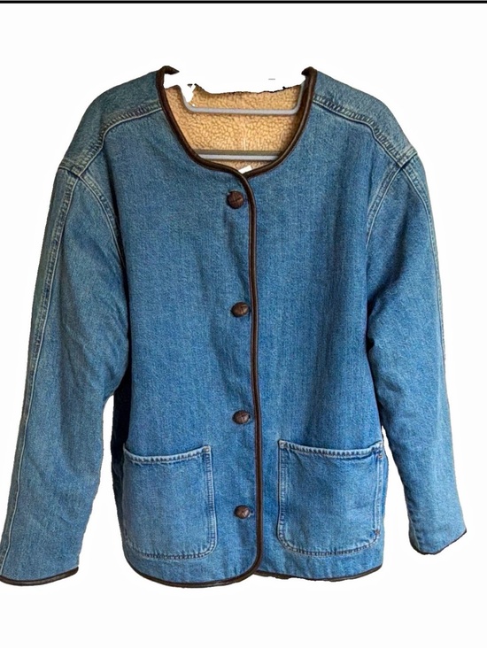 Madewell Jackets & Blazers - Madewell Blue Denim Sherpa-Trim Button Jacket